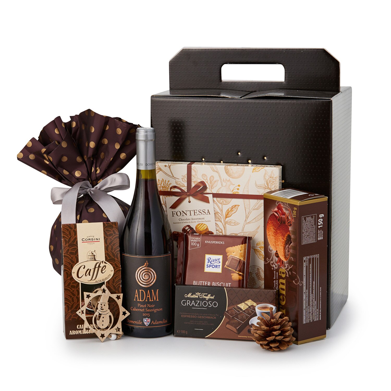 Cutie cadou Cnn 10 vin rosu Adam pinot noir & cabernet sauvignon 750 ml, 2 kg