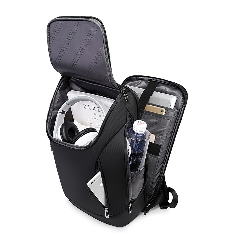 Rucsac laptop 15.6", smart, impermeabil, port de incarcare USB, BANGE, 29x17x47 cm, Negru