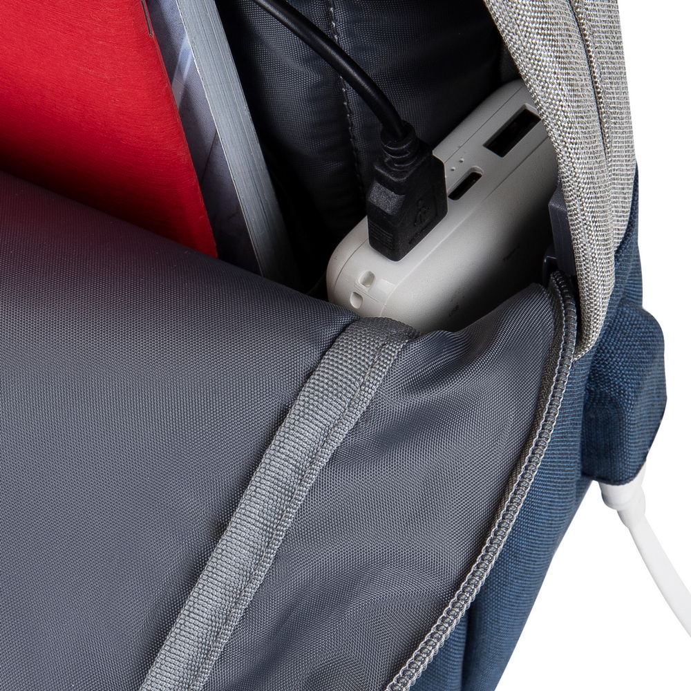 Rucsac laptop Rivacase 7562, 15.6", anti-furt, Grey/Dark blue