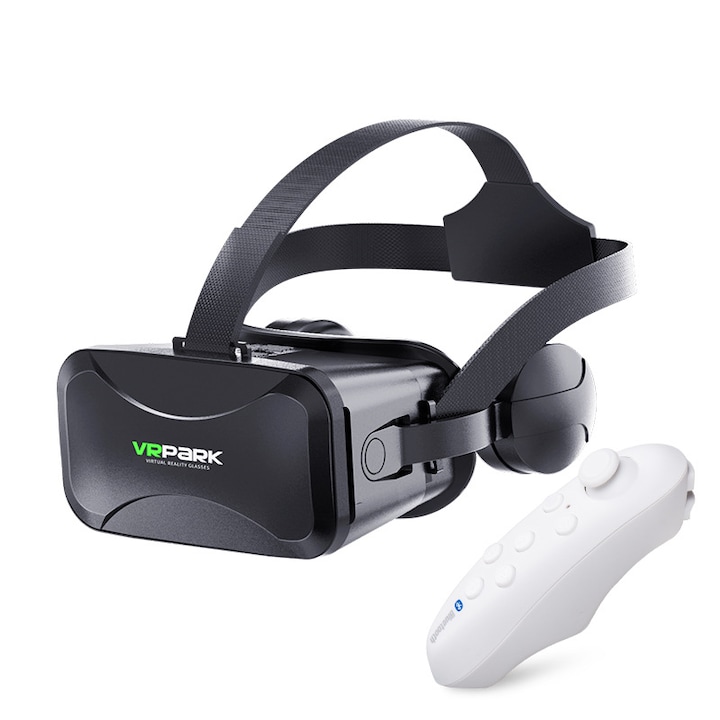 VR очила, Вградени слушалки, Bluetooth, С дистанционно управление, 120°, 460 гр, Черен