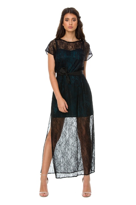 Elegáns női ruha, NATIVE, poliészter, fekete