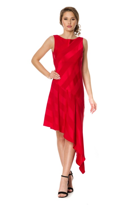 Elegáns női ruha, NATIV, sima, poliészter, piros