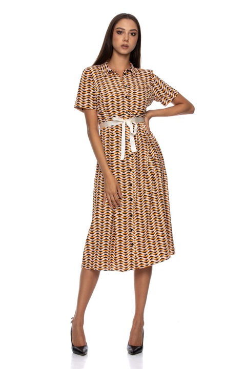 Alkalmi női ruha, NATIV, csíkos, poliészter, tarka