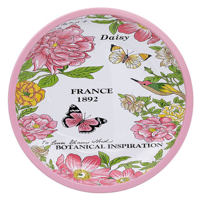 Platou de bucatarie, Zola®, metalic, pentru sarbatori, model floral, 26 cm