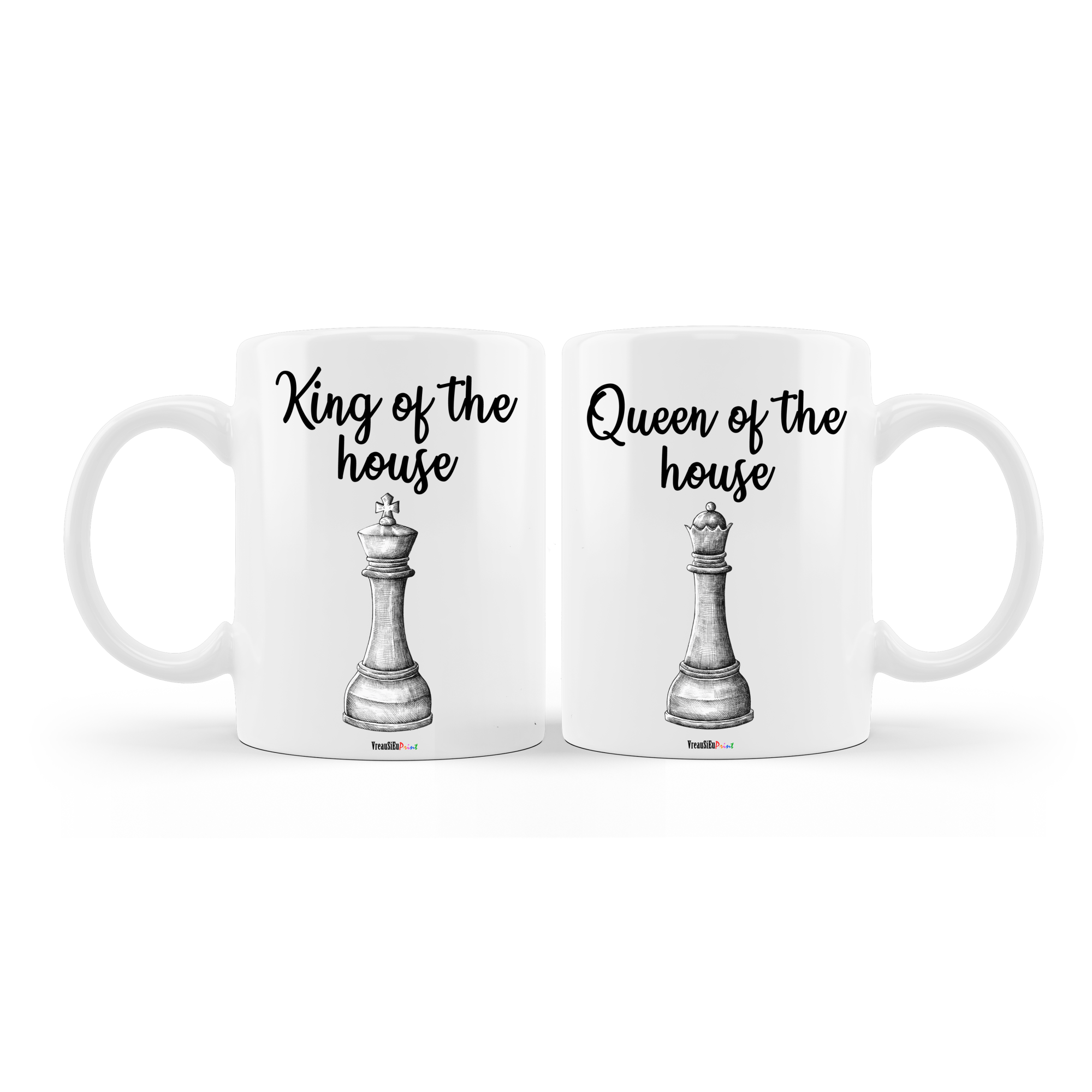 Set doua cani personalizate pentru cuplu cu mesajele 