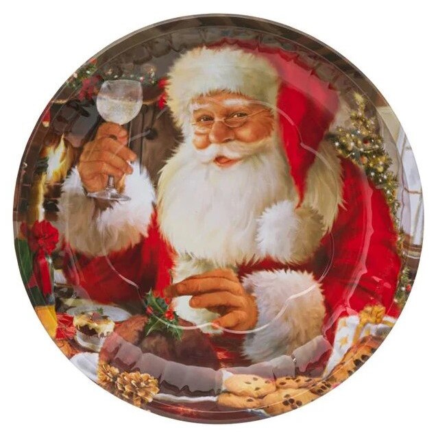 Platou de bucatarie, Zola®, metalic, pentru sarbatori, Mos Craciun, 26 cm