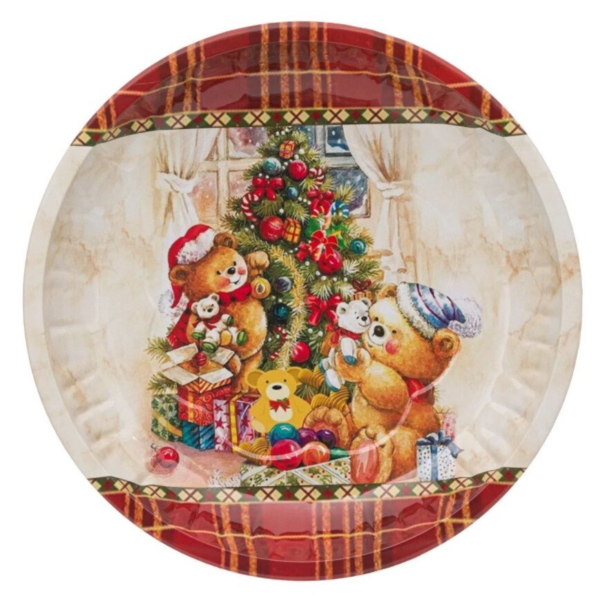 Platou de bucatarie, Zola®, metalic, pentru sarbatori, cu ursuleti, 25 cm