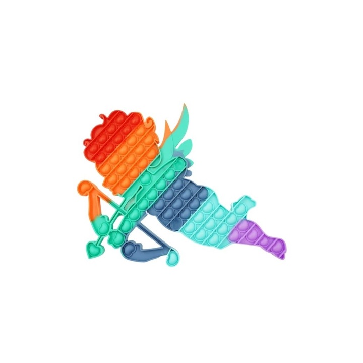 Flippy szilikon stressz játék, Pop it Now and Flip It , 40x45 cm, Cupido, szivárványos