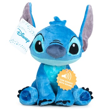Jucarie de plus, Disney Stitch Blue Cu Sunete, 20 cm, Baieti/Fete, +3ani Jucarie de plus, Disney Stitch Blue Cu Sunete, 20 cm, Baieti/Fete, +3ani
