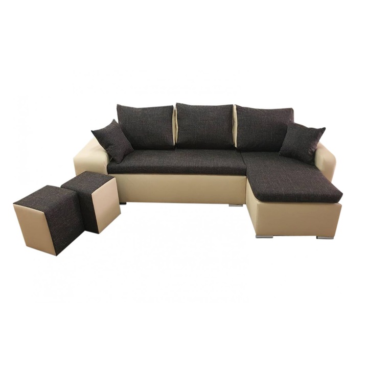 Coltar Extensibil Kano cu Tabureti, Genarom, Lawa 08 / Soft 01, 250 x 134 x 80 cm