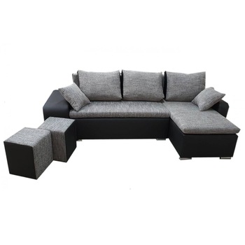 Coltar Extensibil Kano cu Tabureti, Genarom, Lawa 05 / Soft 11, 250 x 134 x 80 cm Coltar Extensibil Kano cu Tabureti, Genarom, Lawa 05 / Soft 11, 250 x 134 x 80 cm