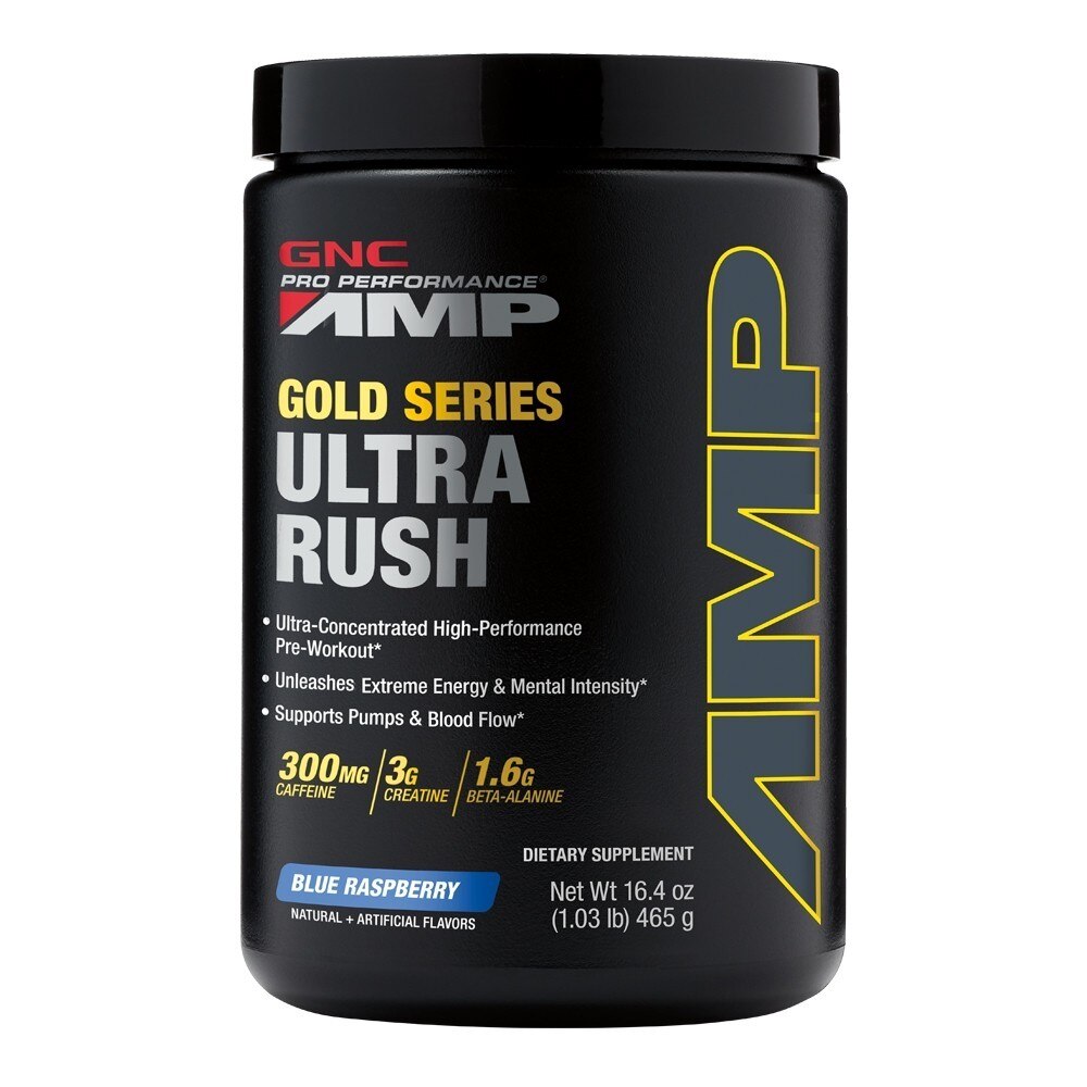 GNC Pro Performance Amp Gold Series Ultra Rush PreWorkout, Kék Málna