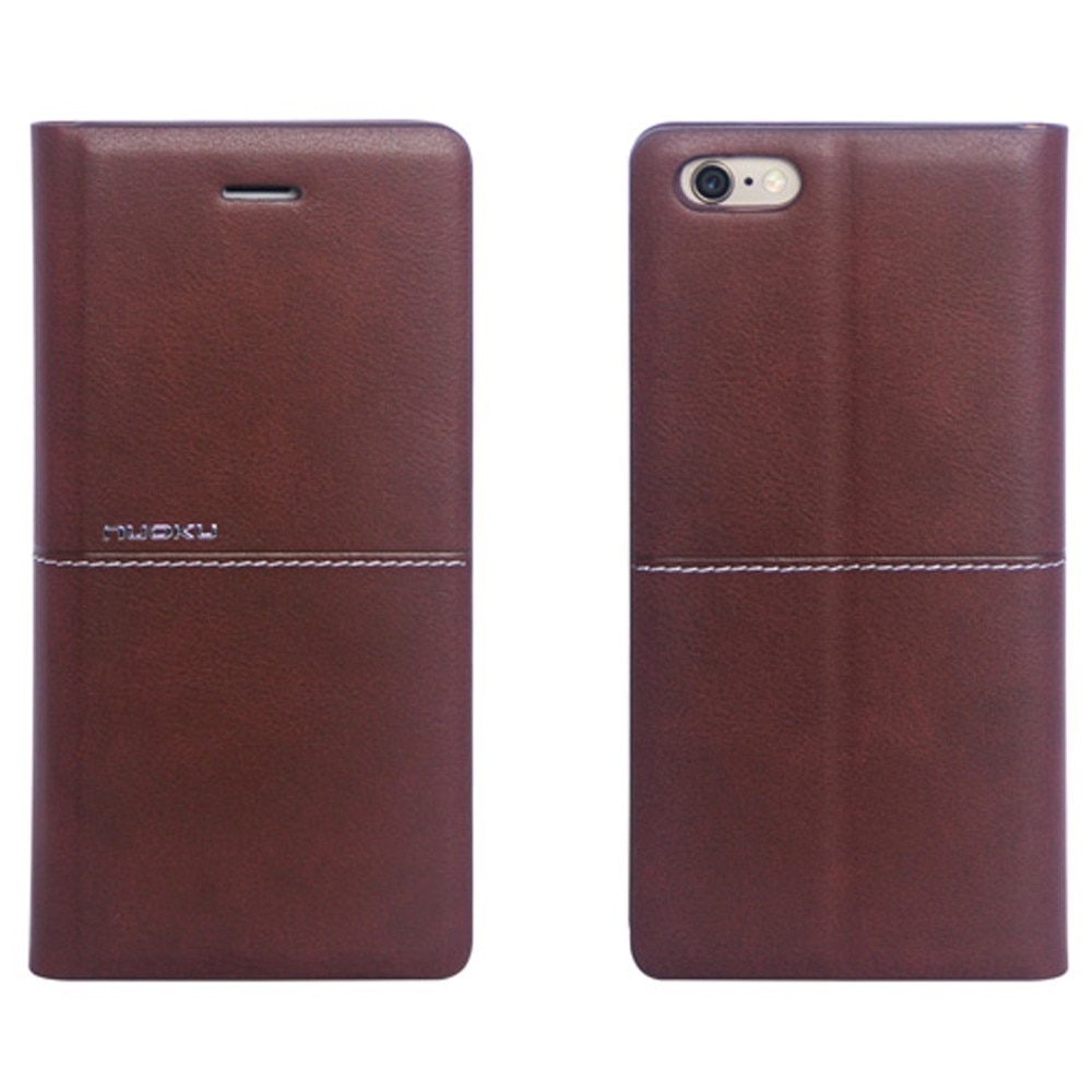 Husa flip din Piele Naturala Nuoku Royal pentru iPhone 6 Plus, maro