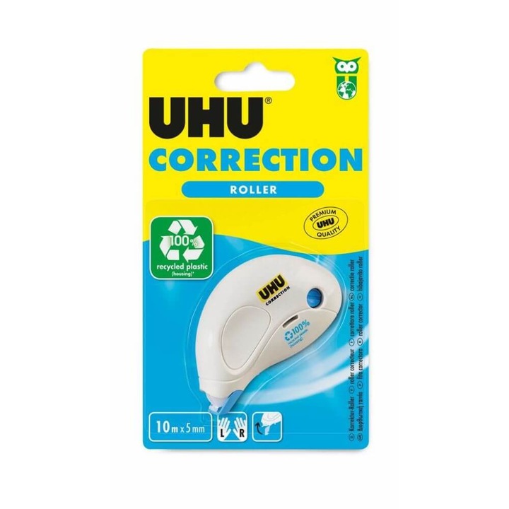 Banda Corectoare Uhu Mini, 5mm x 10 m, Alba, Blister, Lichid Corector, Banda Corectoare, Corectoare pentru Hartie, Banda Corectoare pentru Scris, Benzi Corectoare, Corector pentru Scoala, Stilou Corector, Corector pentru Scoala