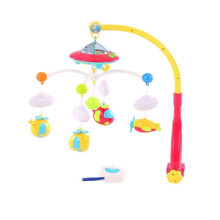 Projektoros zenélő körforgó távirányítóval