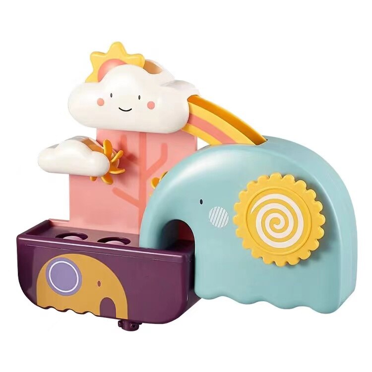 Jucarie de baie Kidprotect® Elephant 502A, cu ventuze, cascada apa, rotite functionale, multicolor