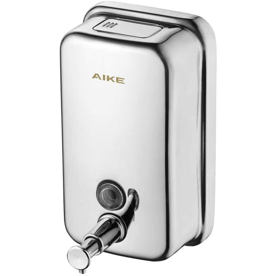 Dispenser manual de perete pentru sapun lichid din otel inoxidabil, AIKE AK1001, 1000ml