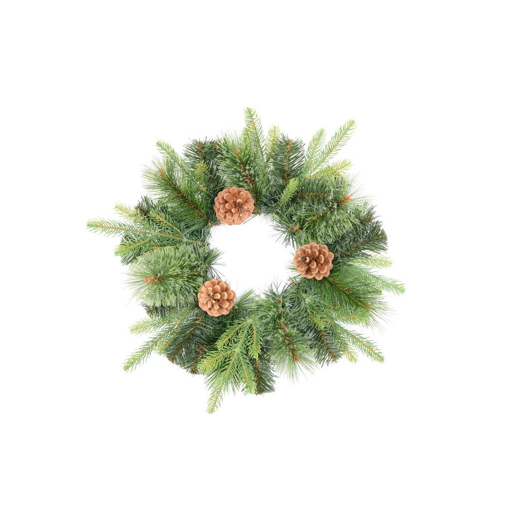 Oronita de Craciun, neimpodobita din crengi artificiale, verde, cu conuri, 45 cm