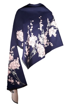 Sal dama, cu doua fete, bleumarin\roz , model floral, dimensiune 190x65 cm Sal dama, cu doua fete, bleumarin\roz , model floral, dimensiune 190x65 cm