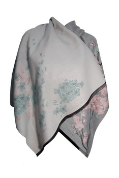 Sal dama, cu doua fete, gri\vernil , model floral, dimensiune 190x65 cm Sal dama, cu doua fete, gri\vernil , model floral, dimensiune 190x65 cm