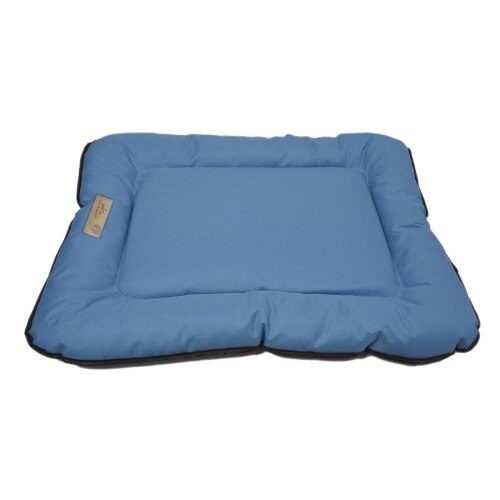 Perna camping pentru caini de talie mica, 4Dog Deluxe, albastru, 66 x 48 x 6 cm, umplutura din fibra de silicon