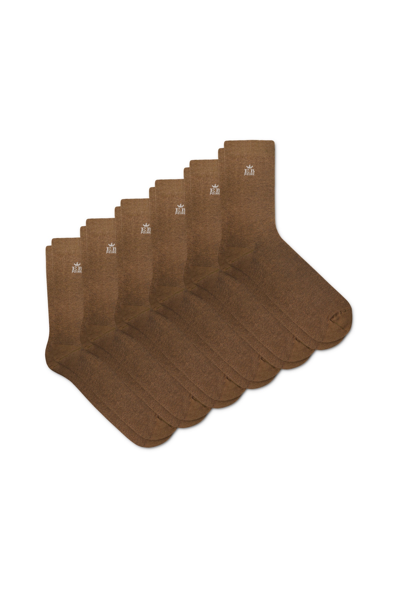 Set 6 perechi, Sosete din bumbac, EB Prime, confortabile si respirabile, Maro
