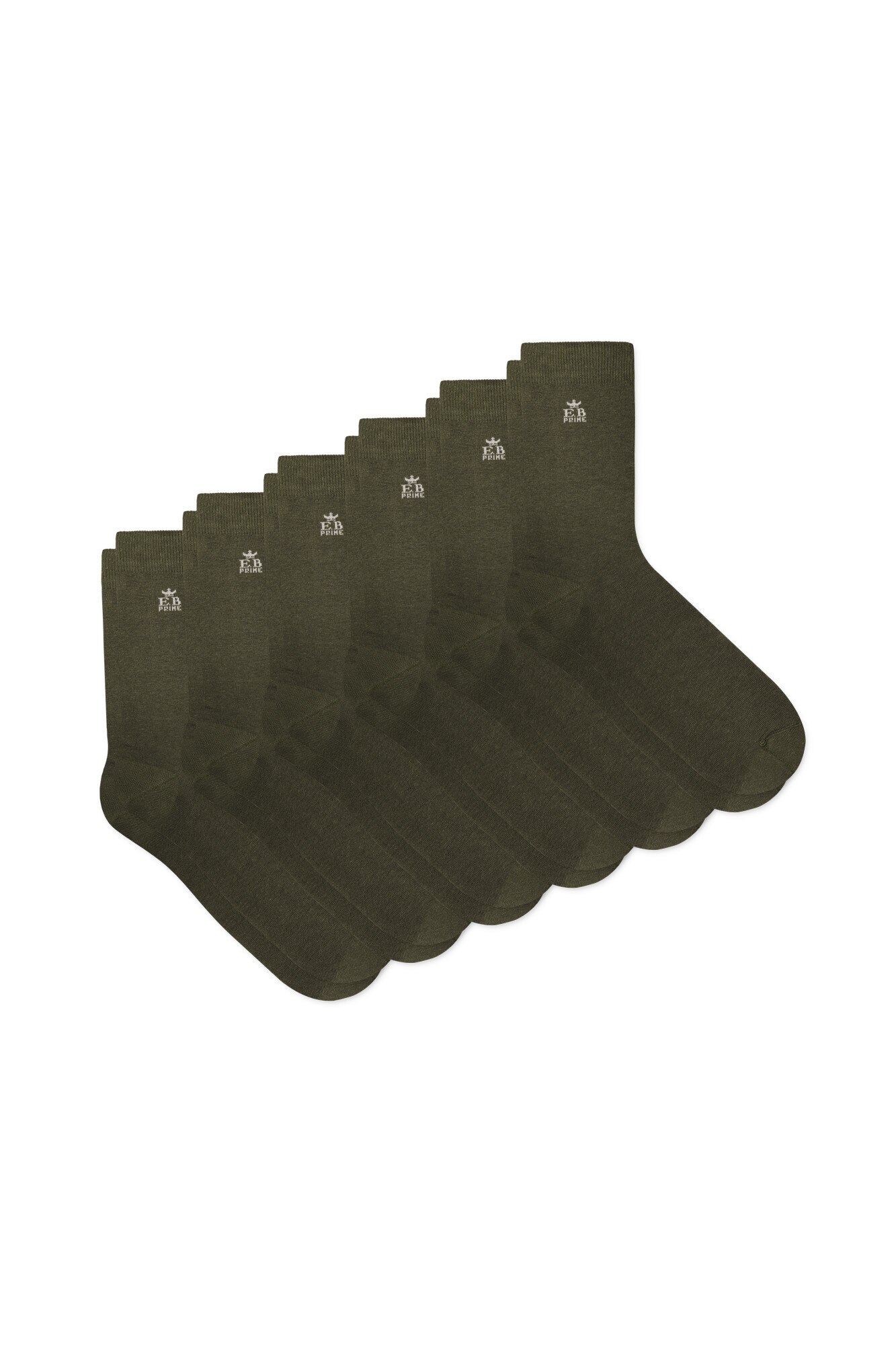 Set 6 perechi, Sosete din bumbac, EB Prime, confortabile si respirabile, Kaki