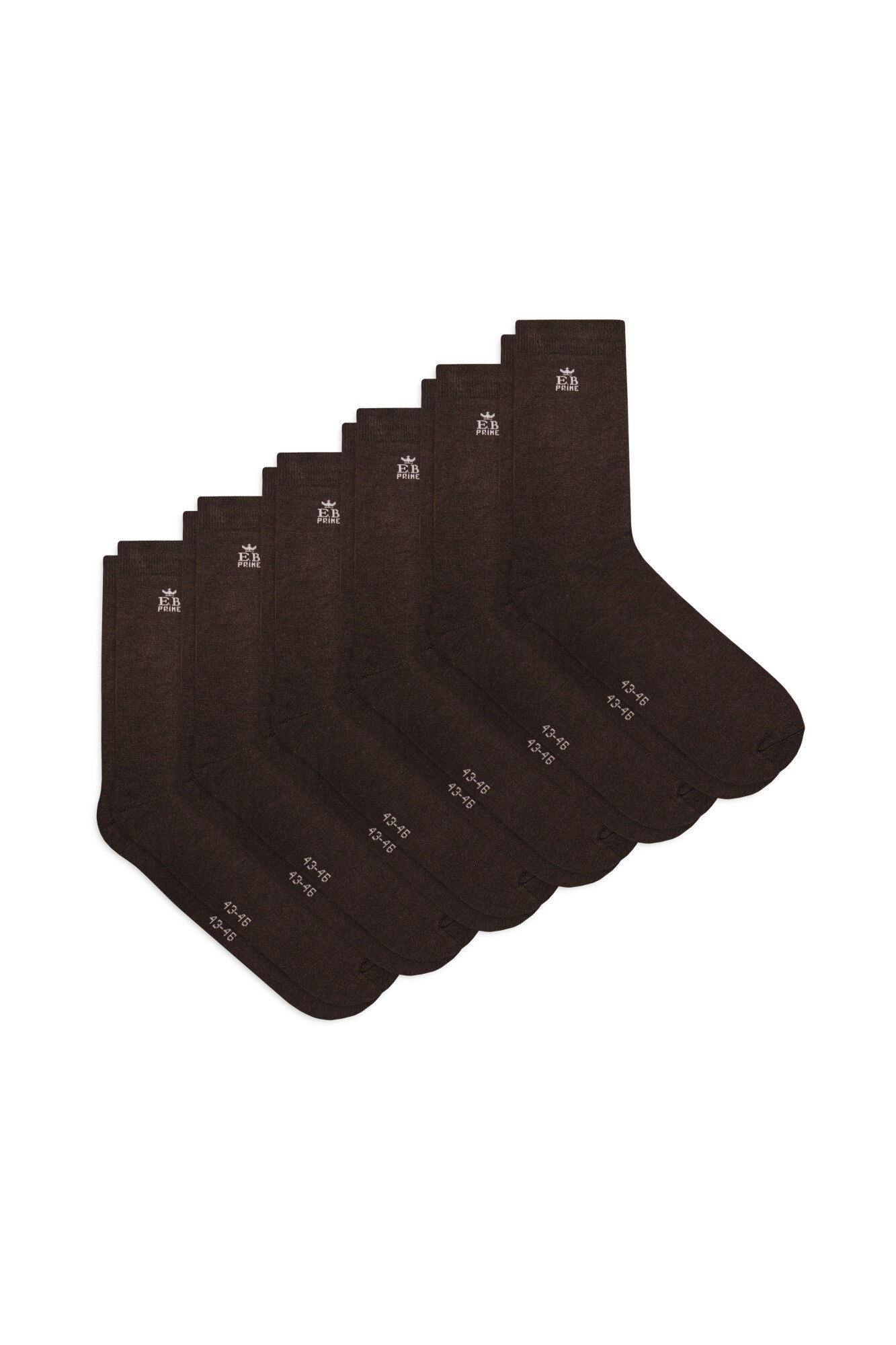 Set 6 perechi, Sosete din bumbac, EB Prime, confortabile si respirabile, Brun