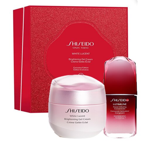 Set ingrijirea pielii impotriva petelor pigmentare Shiseido White Lucency Duo Daily, Crema iluminatoare 15 ml, Ser pentru piele 10 ml