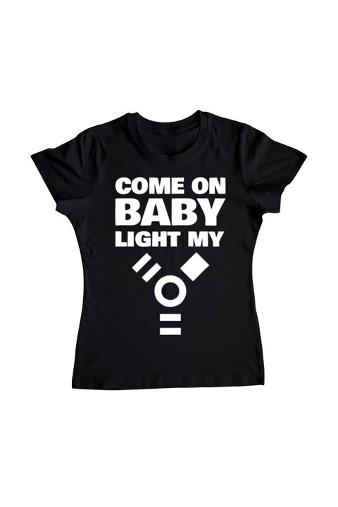 Tricou femei, Printado, come on baby, Bumbac, Regular fit, Negru, 2XL INTL