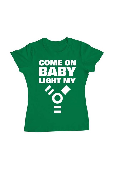 Tricou femei, Printado, come on baby, Bumbac, Regular fit, Verde mediu, XL INTL