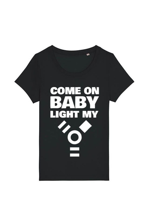 Tricou femei, Casual, Printado, come on baby, Bumbac, Regular fit, Negru, XL INTL