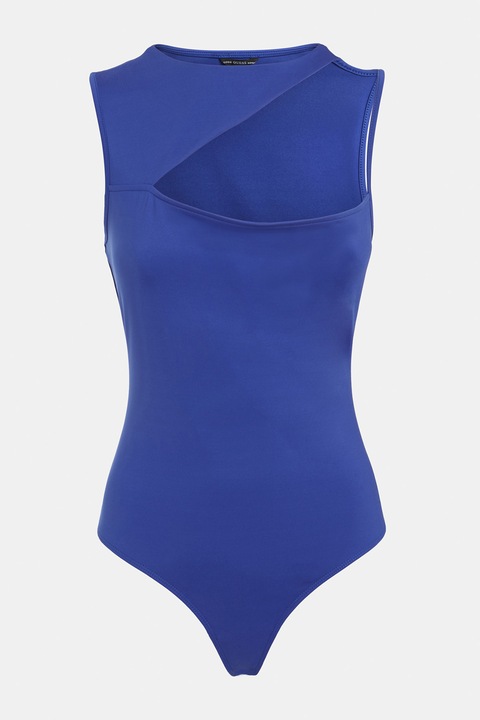GUESS, Боди с асиметрично деколте, Син