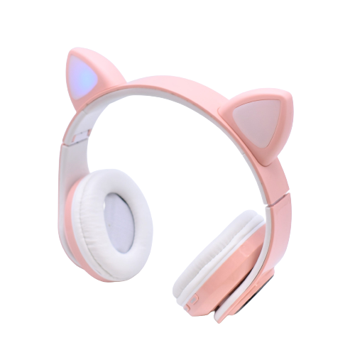 Casti MCT CAT, Model cu Urechi, Microfon, Bluetooth, Radio, LED, Slot Card, Roz