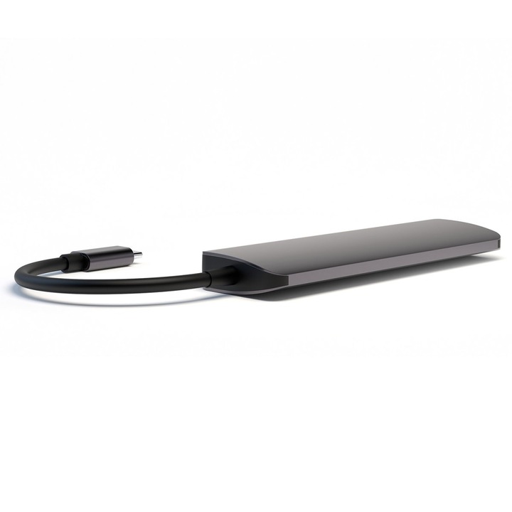 4smarts 6in1 Hub with DeX Function - USB-C хъб поддържащ DeX функционалност, HDMI, USB-C, 2xUSB, SD, MicroSD (тъмносив)