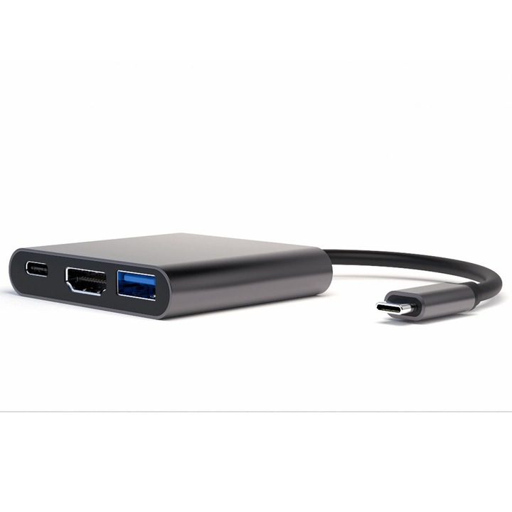 4smarts 3in1 Hub with DeX Function - USB-C хъб поддържащ DeX функционалност, HDMI, USB-C и USB (тъмносив)