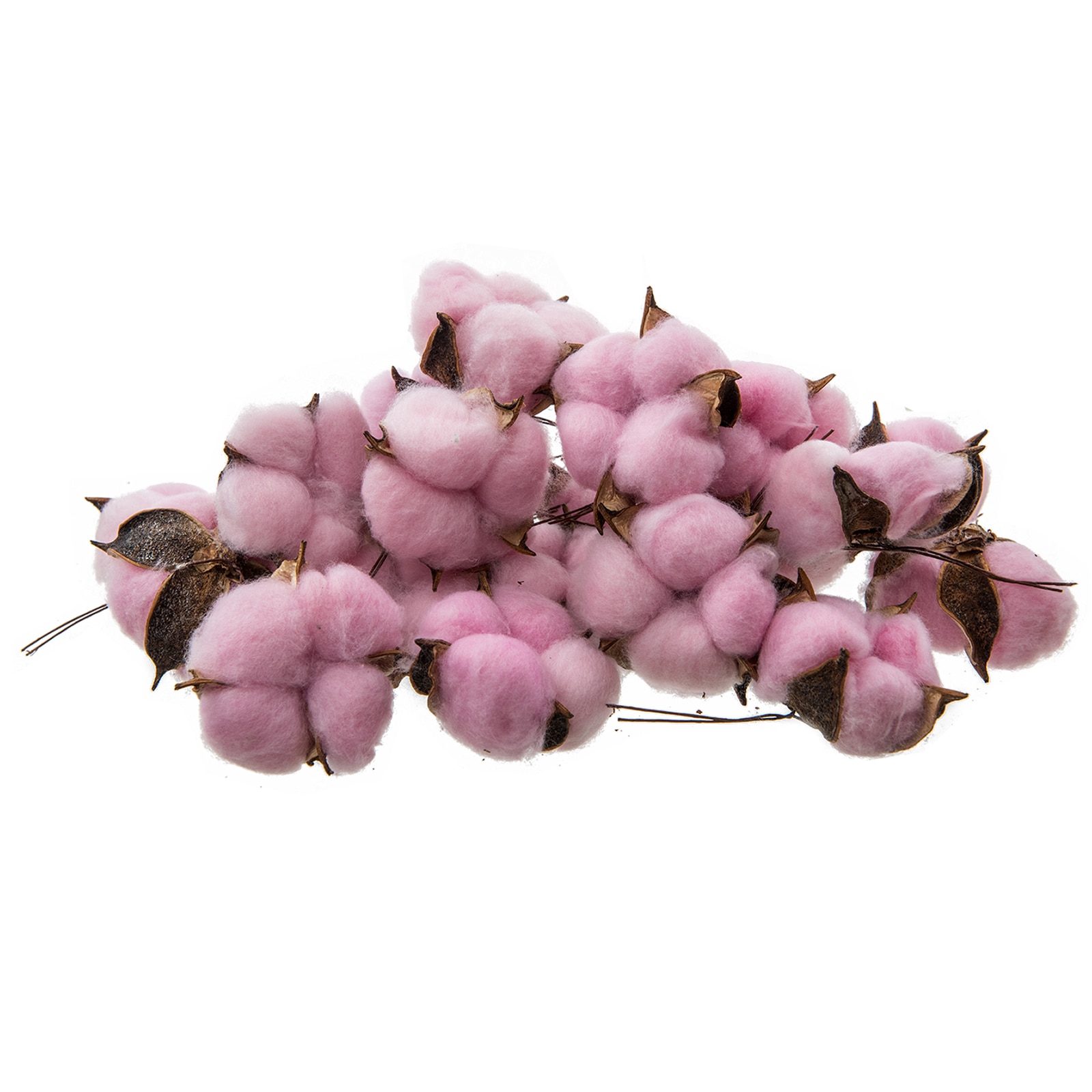 Floare artificiala, bumbac cu sarma, 9 cm, roz