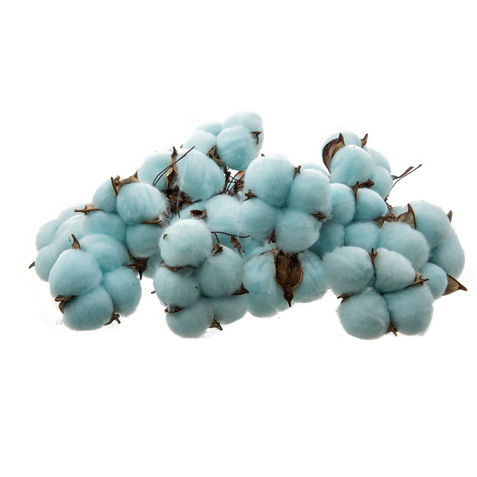 Floare artificiala, bumbac cu sarma, 9 cm, albastru