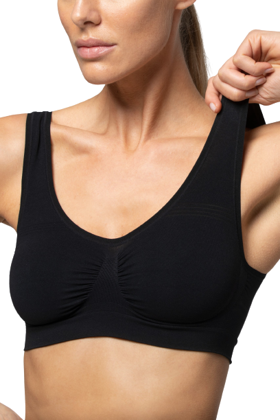 Bustiera cu bretele late din microfibra, Pompea, Seamless, Negru