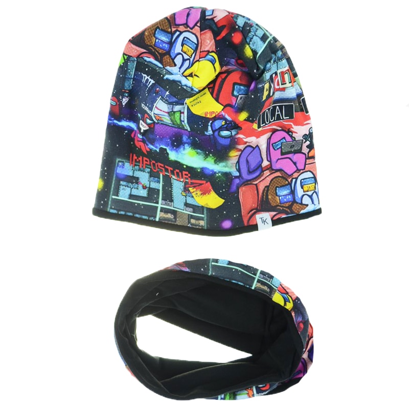 Set 2 piese caciula si fular pentru baieti Mini Junior SCFPBMJ-3, Multicolor 54 CM Standard