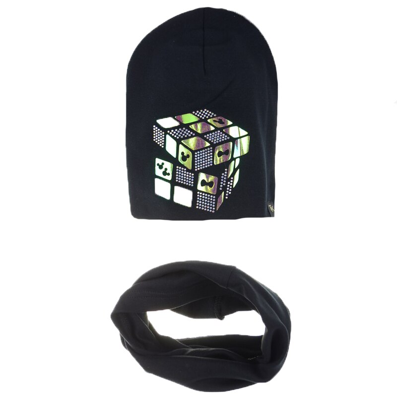 Set 2 piese caciula si fular pentru fete Mini Junior SCFPFMJ-8, Negru 52 CM Standard