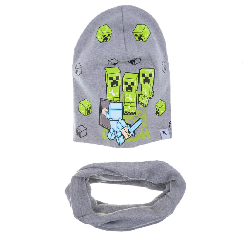 Set 2 piese caciula si fular pentru baieti Mini Junior SCFPBMJ-16, Gri 52 CM Standard