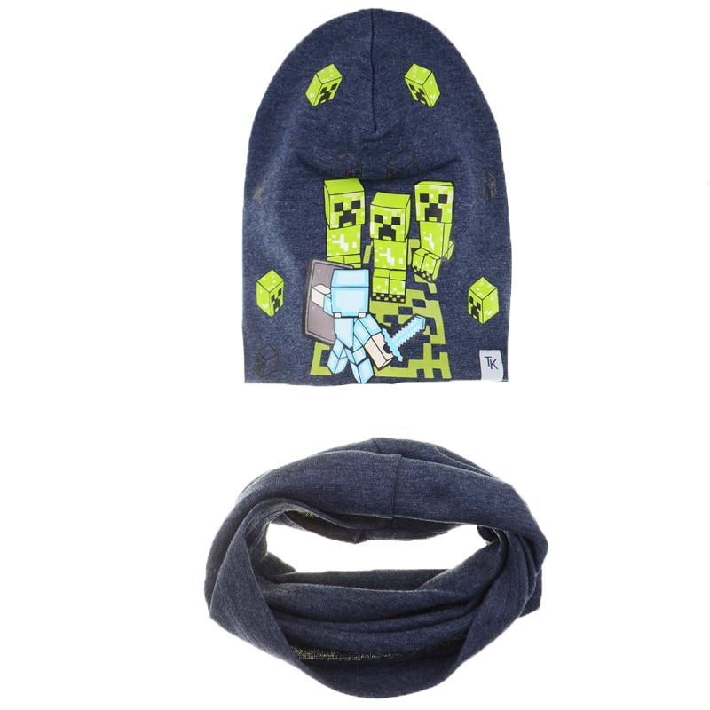 Set 2 piese caciula si fular pentru baieti Mini Junior SCFPBMJ-19, Gri 52 CM Standard