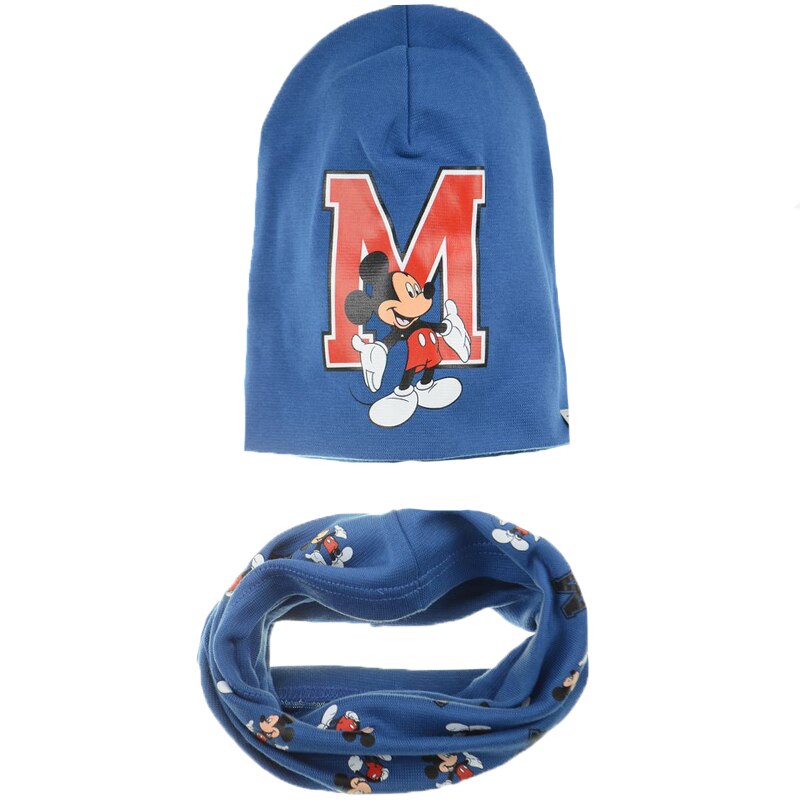 Set 2 piese caciula si fular pentru baieti Mini Junior SCFPBMJ-18, Albastru 52 CM Standard