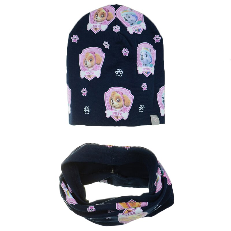 Set 2 piese caciula si fular pentru fete Mini Junior SCFPFMJ-22, Bleumarin 50 CM Standard