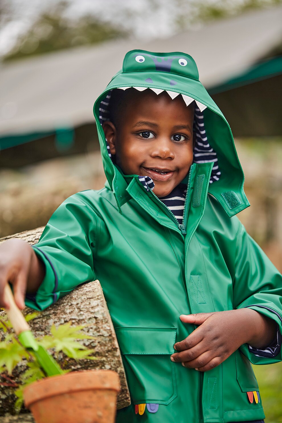 JoJo Maman Bebe, Pelerina de ploaie cu model dinozaur, Verde