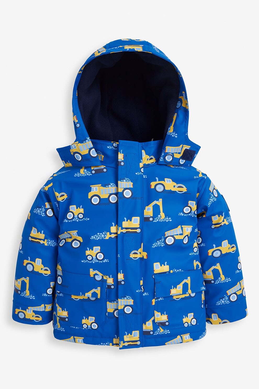 JoJo Maman Bebe, Pelerina de ploaie cu imprimeu si gluga, Albastru royal/Galben