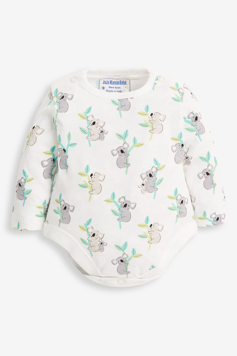 JoJo Maman Bebe, Set de body si salopeta cu imprimeu koala - 2 piese, Verde/Alb/Gri