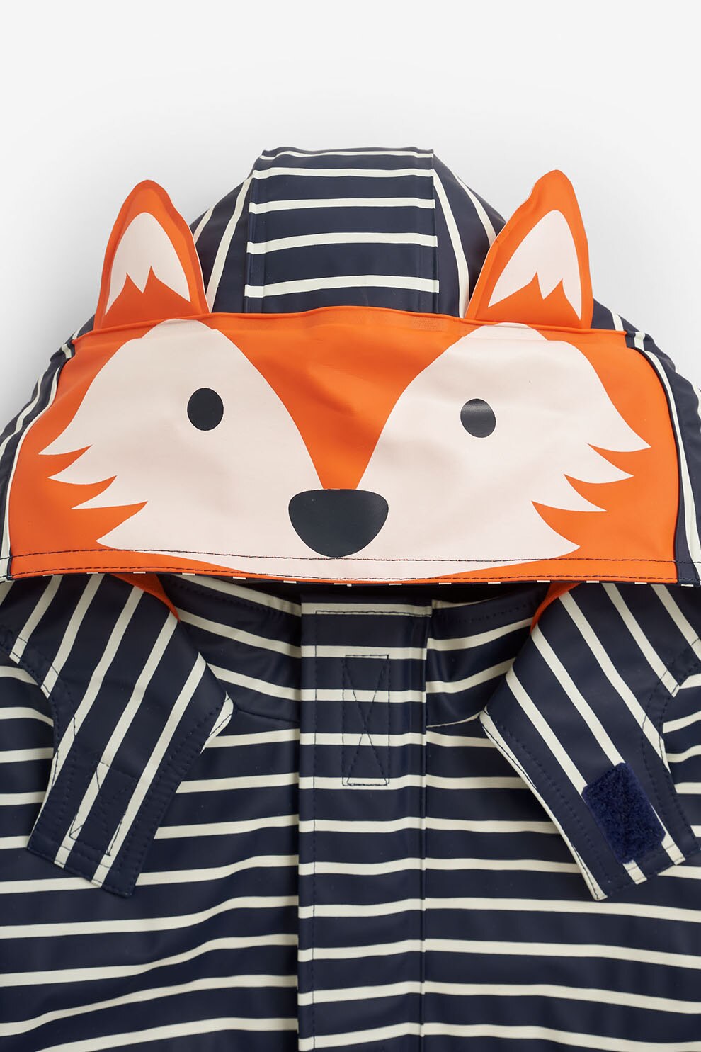 JoJo Maman Bebe, Раиран дъждобран с дизайн на лисица, Тъмносин