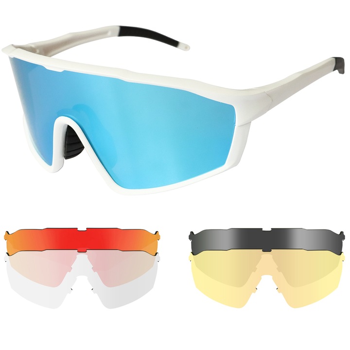 Комплект очила и лещи TR90, Регулируеми, Бял